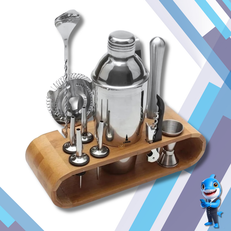 Kit Coqueteleira de Bar em Inox com 12 Peças - HomeBar.