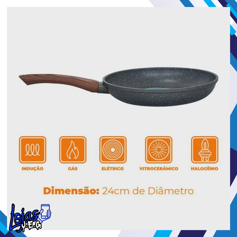 Frigideira Cerâmica Clean living / Antiaderente 24cm – Acompanha Tampa de Vidro Temperado.