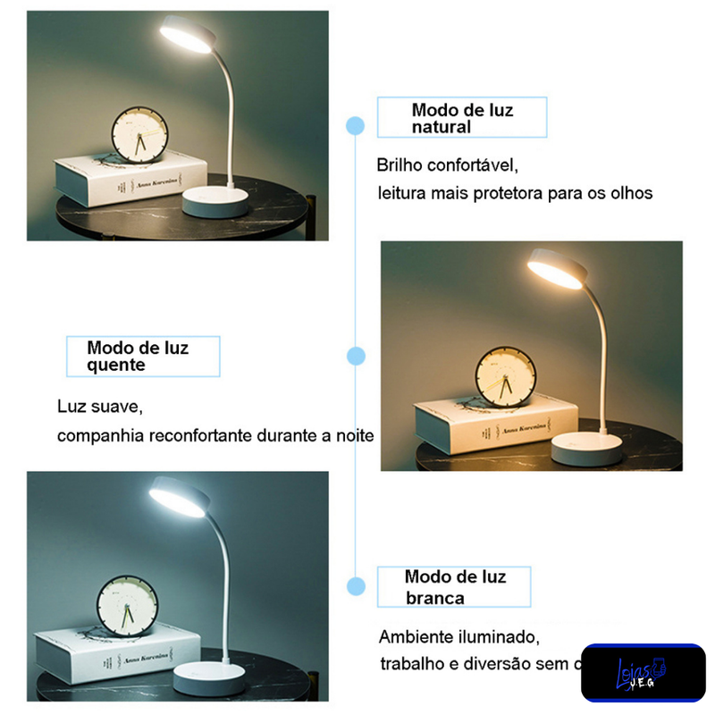 Luminária Abajur de Mesa - Proteção Ocular é ideal para leitura e escrita!