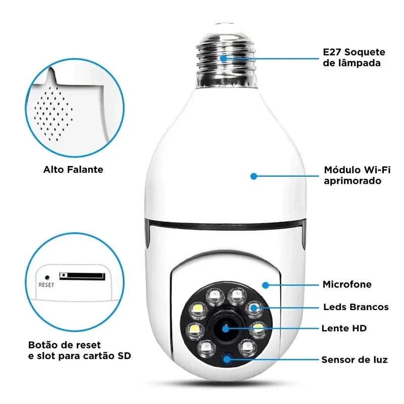 Câmera Lâmpada Rotativa 360 WiFi - Yoosee.