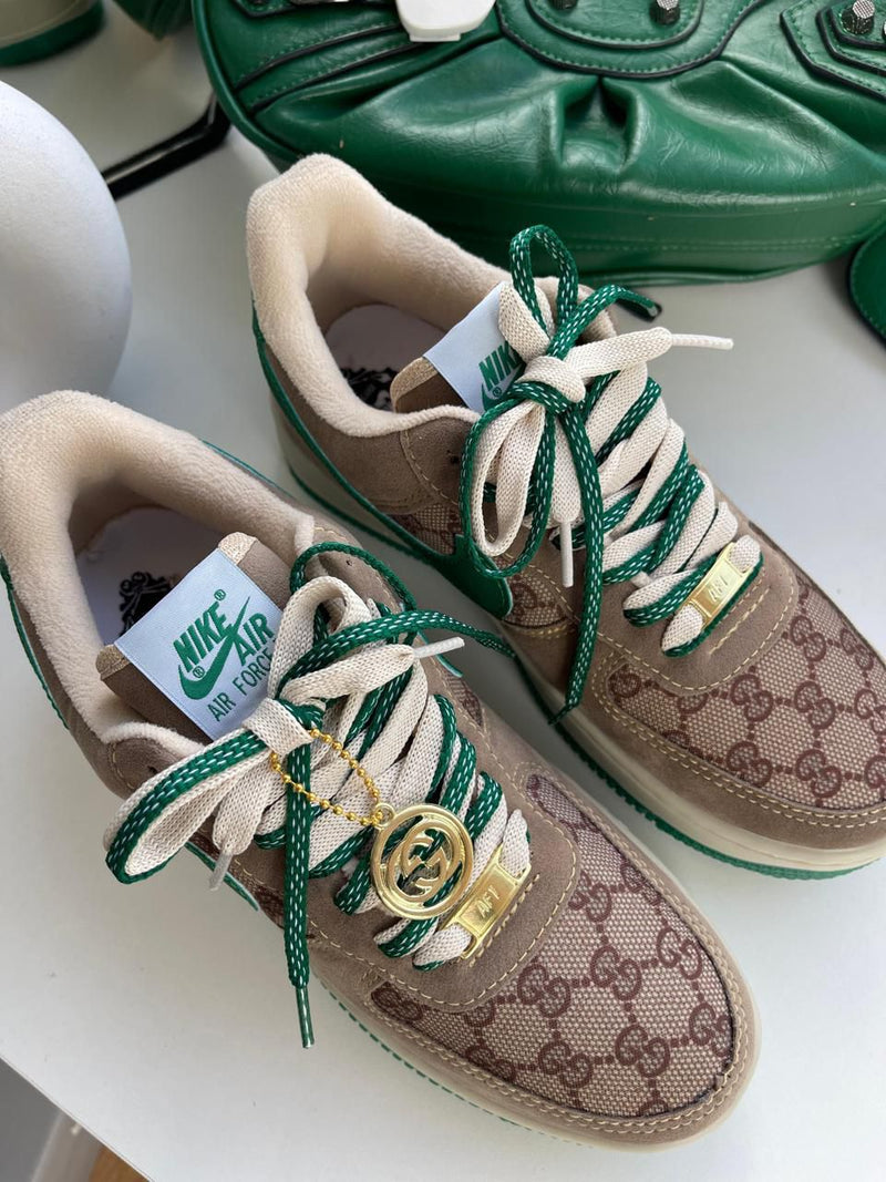 Tênis Nike Air Force 1 x Gucci – Verde & Marrom