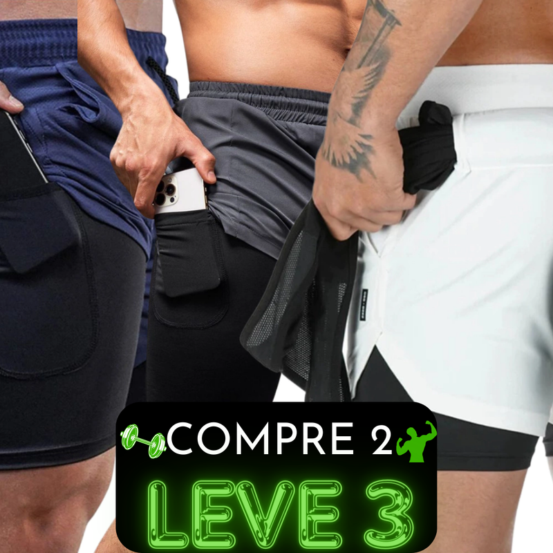 SHORTS DE COMPRESSÃO 2 EM 1 DRYFIT - COMPRE 2 LEVE 3!