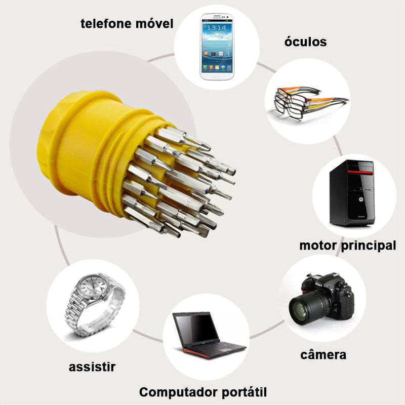 Jogo de Chaves de Fenda de Precisão 31 em 1 - A Solução Perfeita para Seus Projetos de Reparo e Manutenção!