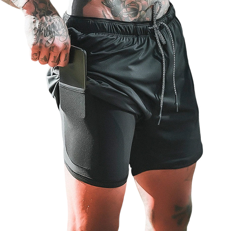 Shorts Compressão 2 em 1 Fitness Masculino - Liberdade de Movimento e Segurança.