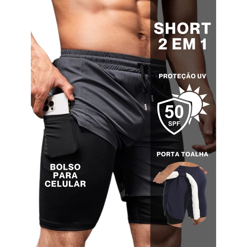 SHORTS DE COMPRESSÃO 2 EM 1 DRYFIT - COMPRE 2 LEVE 3!