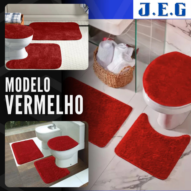 Jogo de Tapete de Banheiro Anti-Derrapante + Alta Absorvência - EuroComfort®.