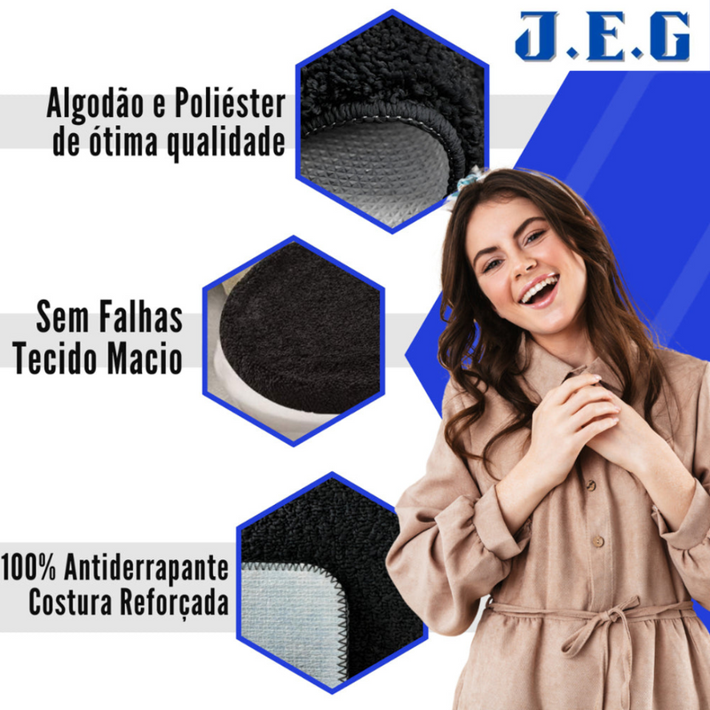 Jogo de Tapete de Banheiro Anti-Derrapante + Alta Absorvência - EuroComfort®.